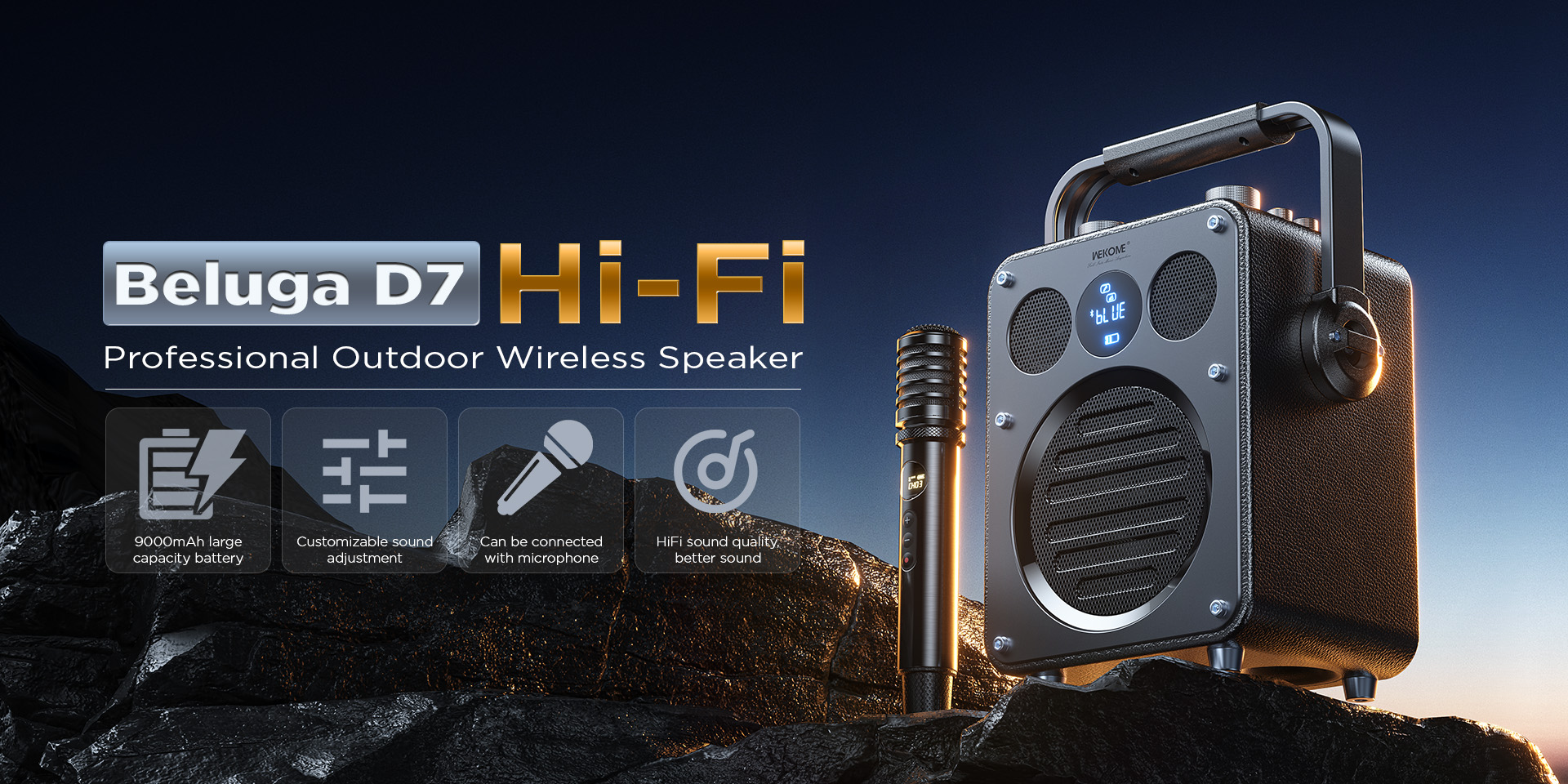 WEKOME Beluga D7 HIFI Outdoor Bluetooth Speaker